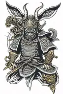samurai demon in mask tattoo design idea