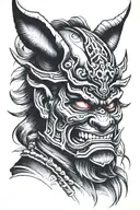 samurai demon in mask tattoo design idea