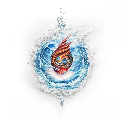 water, earth ,fire, wind tattoo design idea
