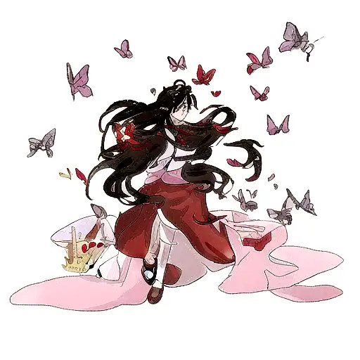 Hua Cheng's ghostly butterflies next to Crown Prince Xie Lian. based on the novel Blessing of the Celestials 谢怜 tattoo design idea