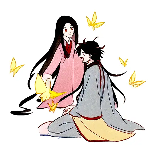 Hua Cheng's butterflies next to Crown Prince Xie Lian. based on the novel Blessing of the Celestials  tattoo design idea