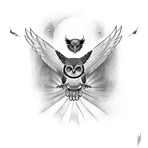owl flying down  tattoo design idea