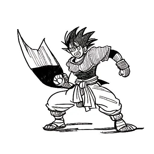 Crie um desenho com uma esfera do dragão de dragonball um chapéu de palha do luffy de one piece e uma kunai de naruto tattoo design idea