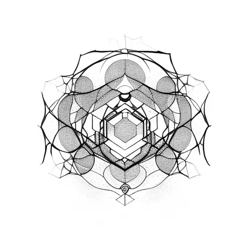 concentric hexagon tech minimalist tattoo design idea