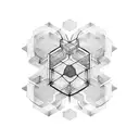 concentric hexagon tech minimalist tattoo design idea