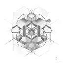 concentric hexagon tech minimalist tattoo design idea