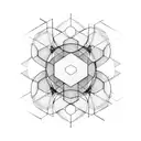 concentric hexagon tech minimalist tattoo design idea
