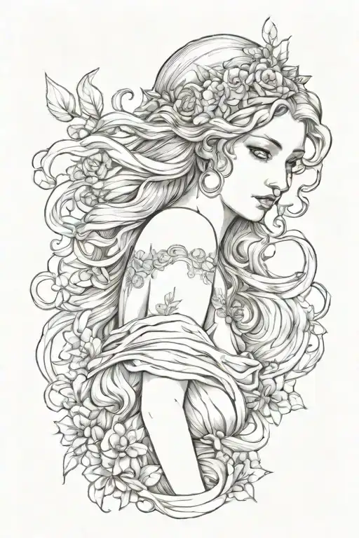 full body Aphrodite realistic beautiful girl shoulder tattoo tattoo design idea