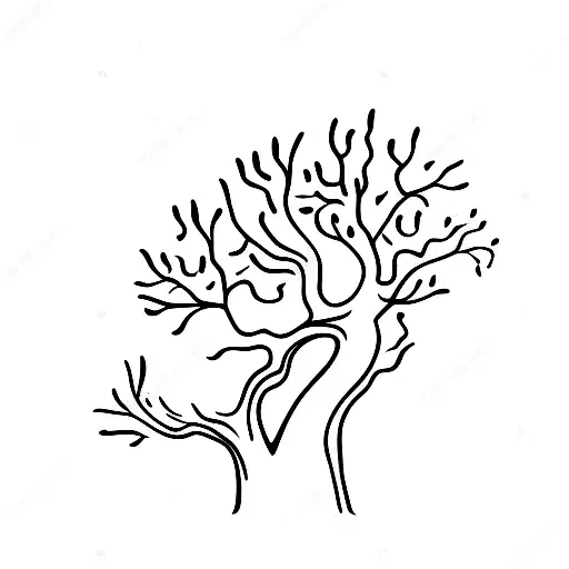 A minimalist tattoo of an ash tree growing from a child's open palm tattoo design idea