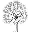 A minimalist tattoo of an ash tree growing from a child's open palm tattoo design idea