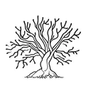 A minimalist tattoo of an ash tree growing from a child's open palm tattoo design idea