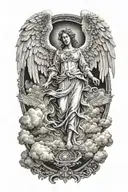 angel surrounded by clouds  tattoo design idea