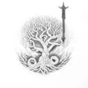 Jörmungandr tree sword  tattoo design idea