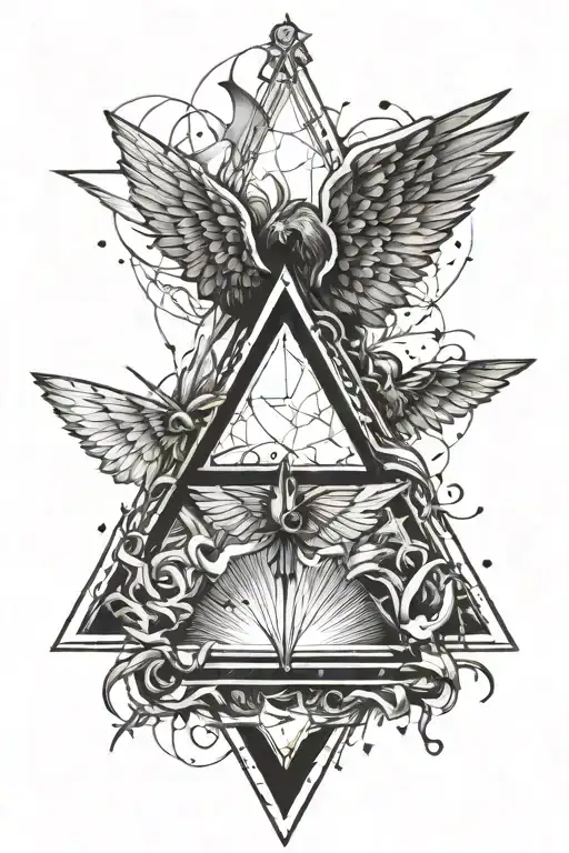Triangle and fallen angel tattoo design idea