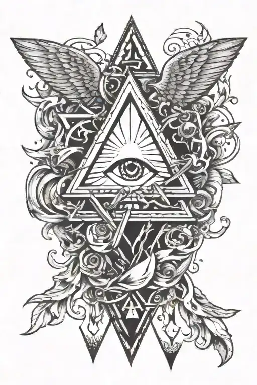 Triangle and fallen angel tattoo design idea