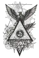 Triangle and fallen angel tattoo design idea