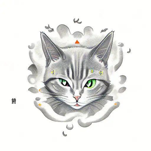 anime cat eat mushrooms  tattoo design idea