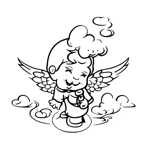 Little angel is trapped in a whiskey glass. tattoo design idea
