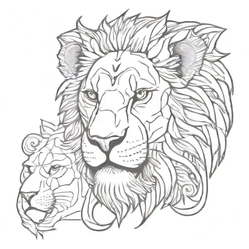 lion elephant head with tattoo design idea