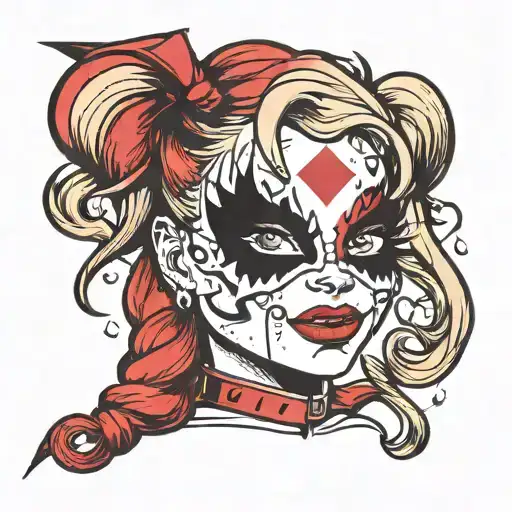 Harley Quinn style tattoo design idea