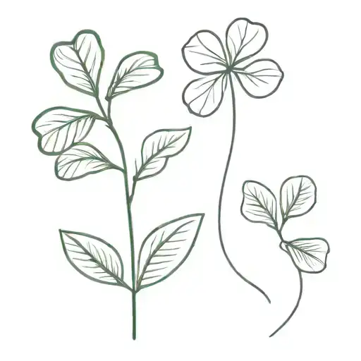 clover plant and basil plant growing together tattoo design idea