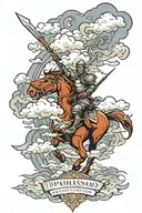 clouds around the text EPHESIANS 6:11 Put On The Full Armor Of God That You May Be Able To Stand Firm Against The Scheme tattoo design idea
