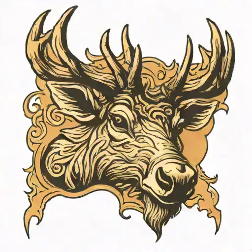 elk head tattoo design idea