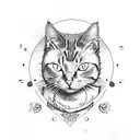 cat with ak tattoo design idea