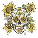 Sugar Skull in Sunflower tattoo design idea