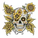 Sugar Skull in Sunflower tattoo design idea