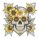 Sugar Skull in Sunflower tattoo design idea