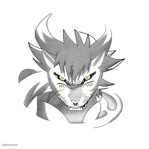 naruto and kurama  tattoo design idea