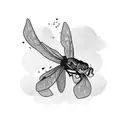 walleye, willow branch, dragonfly tattoo design idea