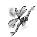 walleye, willow branch, dragonfly tattoo design idea