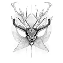 deer antler and dragonfly tattoo design idea