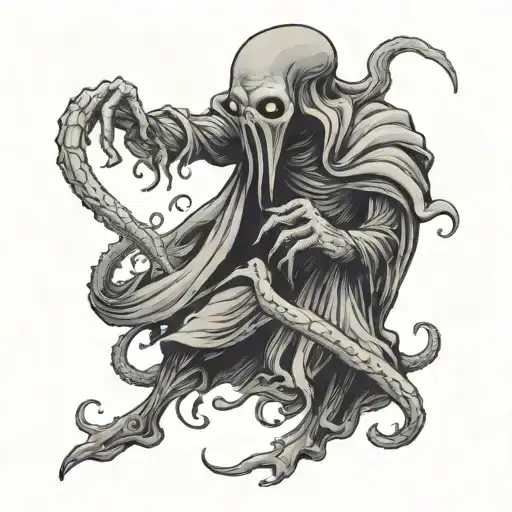 mind flayer fighting a beholder. tattoo design idea