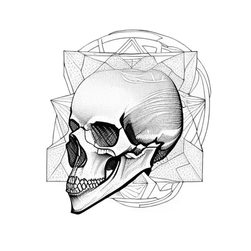 skull, death, geometric, space, psychopath, crystal tattoo design idea
