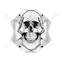skull, death, geometric, space, psychopath, crystal tattoo design idea