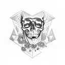 skull, death, geometric, space, psychopath, crystal tattoo design idea
