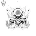 skull, death, geometric, space, psychopath, crystal tattoo design idea