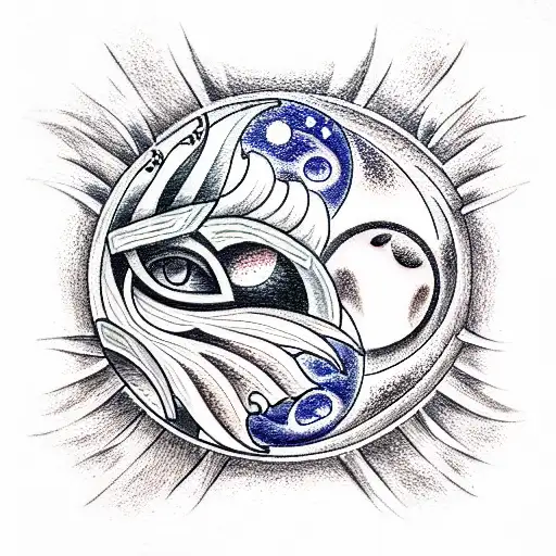 Sun and Moon tattoo design idea