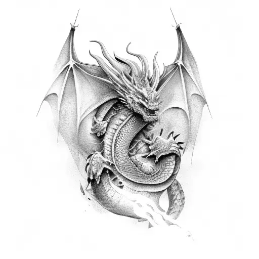 sleeping dragon tattoo design idea