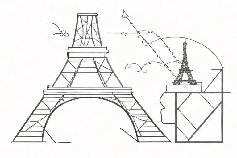 Stade de France and Eiffel Tower tattoo design idea