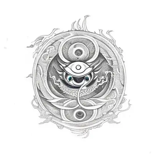 Dragon with many eyes  tattoo design idea