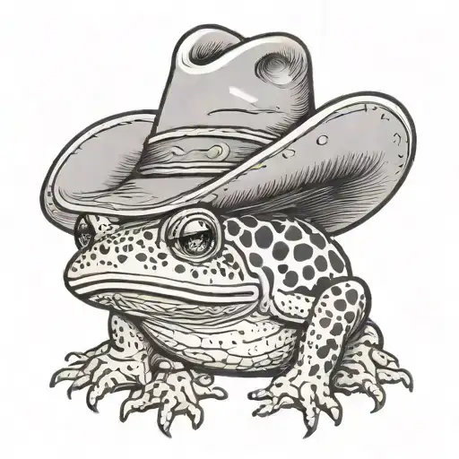 toad wearing a cowboy hat with a tomato tattoo design idea