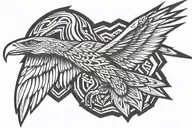 tribal eagle flying tattoo design idea