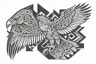 tribal eagle flying tattoo design idea