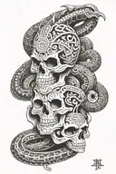 aztec god macuil skulls and serpent tattoo design idea