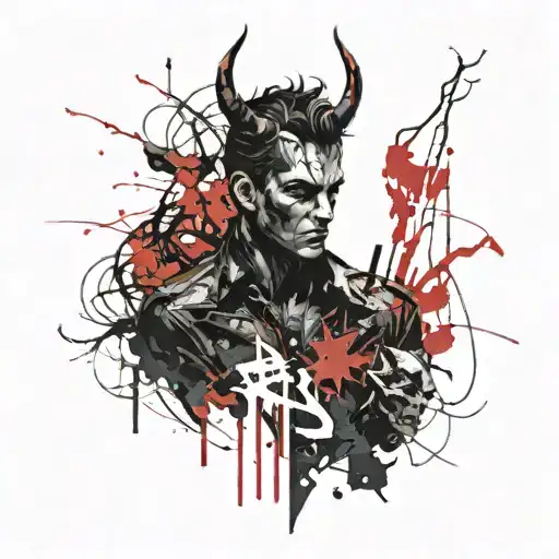 Devil and Twilight Forest  tattoo design idea