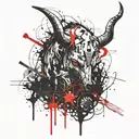 Devil and Twilight Forest  tattoo design idea